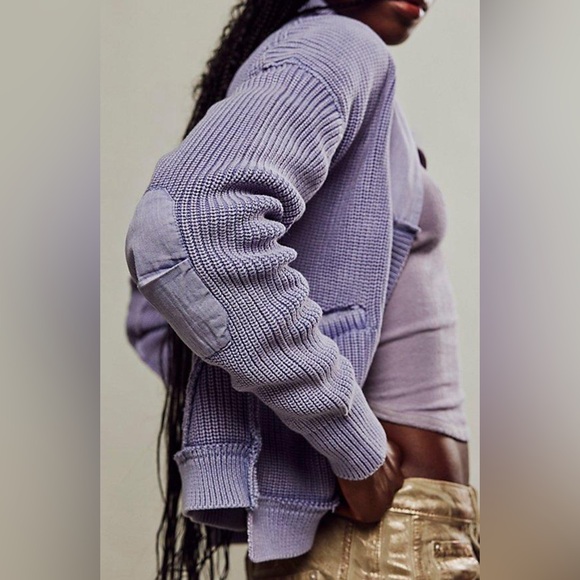 Free People We The Free Worn Thru Surplus Cardi Sweater Heavenly Lavender XL nwt - Picture 3 of 8